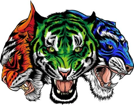 Vector illustration of Set of tiger head Stock Illustration