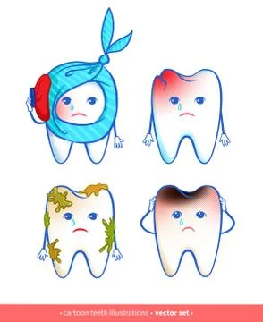 Vector illustration set of tooth characters Stock Illustration