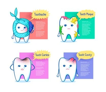 Vector illustration set of tooth characters Stock Illustration