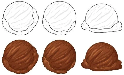Vector Illustration Set of Vanilla and Chocolate Ice Cream Scoops Stock Illustration