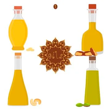 Vector illustration for set various bottles oil Stockillustratie