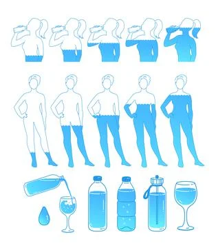 Vector illustration set of water balance concept Stock Illustration
