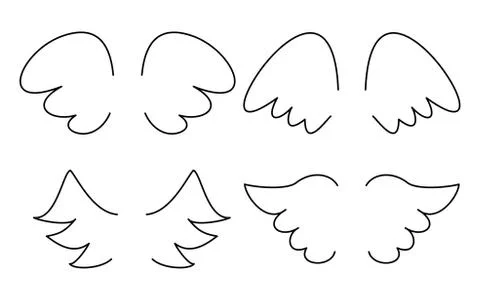 Vector illustration set with wing icon isolated on white background Stock Illustration