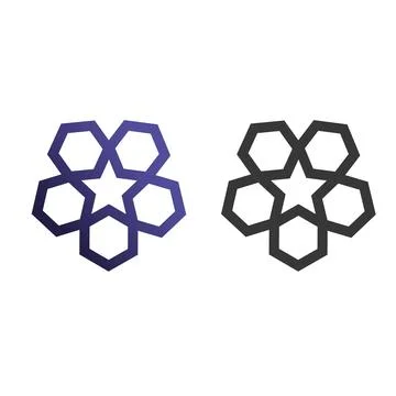 Vector illustration of several hexagons and and stars. great for logos or motifs Stock Illustration
