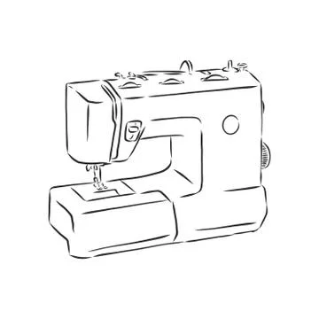 Vector illustration of a sewing machine in a simple hand drawn sketch style.  Illustrazione stock