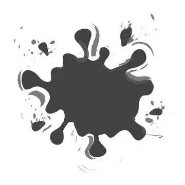 Vector illustration of shaped and sized abstract ink blots isolated on white 库存插图
