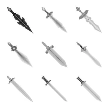 Vector illustration of sharp and blade sign. Set of sharp and dagger stock イラスト素材