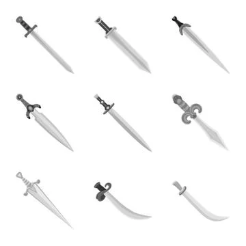 Vector illustration of sharp and blade logo. Collection of sharp and dagger Stock Illustration