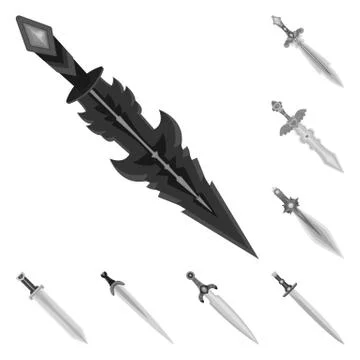 Vector illustration of sharp and blade sign. Set of sharp and dagger stock Stock Illustration