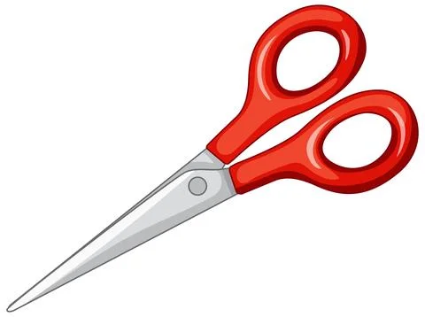 Vector Illustration of Sharp Scissors with Red Plastic Handles Illustration