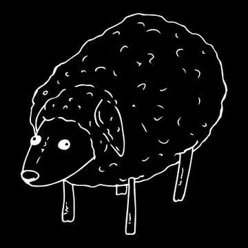 Vector illustration of a sheep, a ram. Hand drawn sheep. Stock Illustration