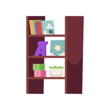 Vector illustration with a shelf for a children's library on a white background Stockillustratie