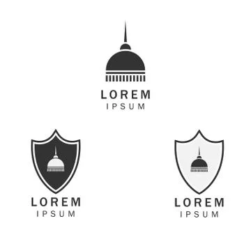 Vector illustration of shield and dome company logo set Stock Illustration
