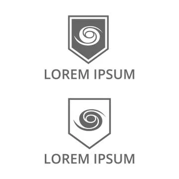 Vector illustration shield and whirlwind icon logo design black color Stock Illustration