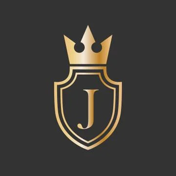 Vector illustration shield crown and letter icon logo design Stock Illustration