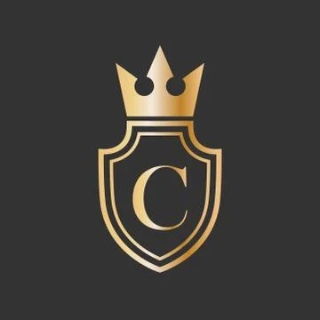 Vector illustration shield crown and letter icon logo design Stock Illustration