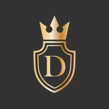 Vector illustration shield crown and letter icon logo design Stock Illustration
