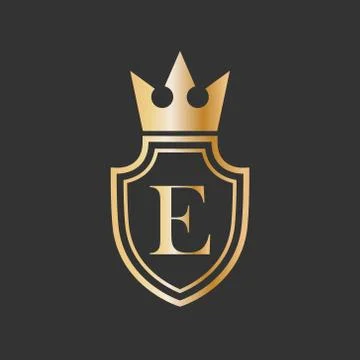 Vector illustration shield crown and letter icon logo design Stock Illustration