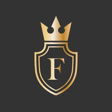 Vector illustration shield crown and letter icon logo design Stock Illustration