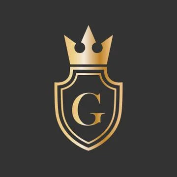 Vector illustration shield crown and letter icon logo design Stock Illustration