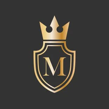 Vector illustration shield crown and letter icon logo design Stock Illustration