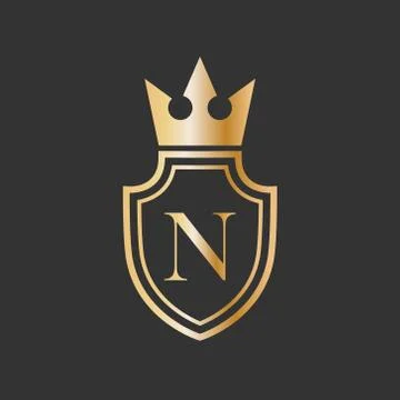 Vector illustration shield crown and letter icon logo design Stock Illustration