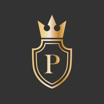 Vector illustration shield crown and letter icon logo design Stock Illustration