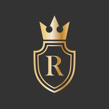 Vector illustration shield crown and letter icon logo design Stock Illustration