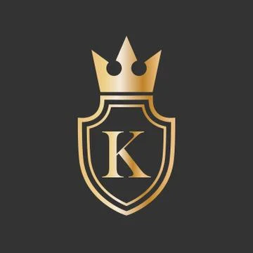 Vector illustration shield crown and letter icon logo design Stock Illustration