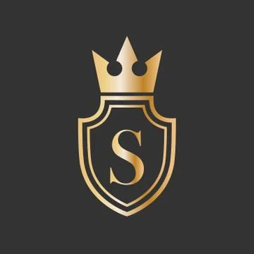 Vector illustration shield crown and letter icon logo design Stock Illustration