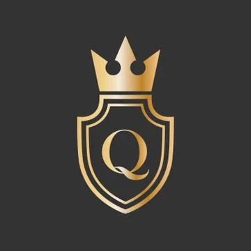 Vector illustration shield crown and letter icon logo design Stock Illustration