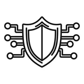 Vector illustration of a shield infused with digital circuit lines, symbolizing Stock Illustration