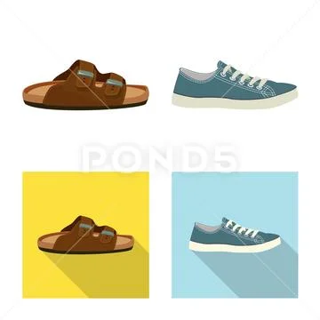 Vector illustration of shoe and footwear sign. Set of shoe and foot vector icon Stock Illustration