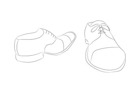 Vector illustration of shoes, line drawing, vector Stock Illustration