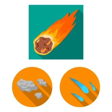 Vector illustration of shooting and fire symbol. Set of shooting and asteroid Illustrazione stock
