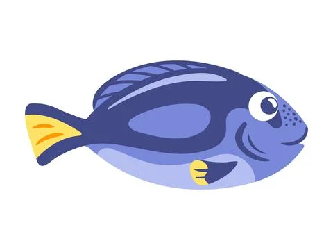 Vector illustration showcases a stunning blue surgeonfish swimming gracefully Stock Illustration