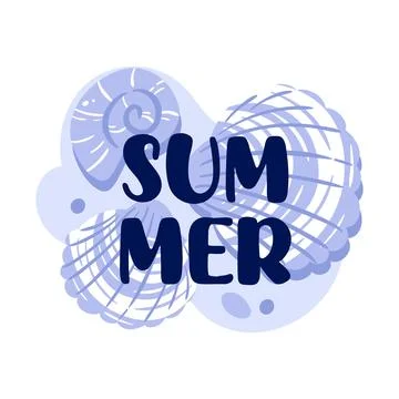 Vector illustration showcases the word summer, elegantly surrounded by stylized Illustrazione stock