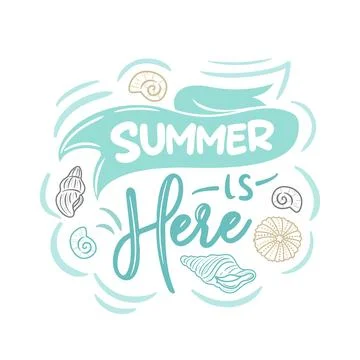 Vector illustration showcases the word summer, elegantly surrounded by stylized Illustrazione stock