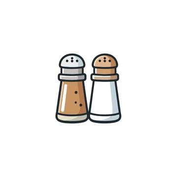 Vector illustration showcasing salt and pepper shakers representing flavor .. Stock Illustration