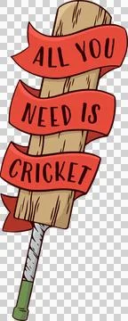 Vector illustration is showing bat in red ribbon with ALL YOU NEED IS CRICKET, Illustration
