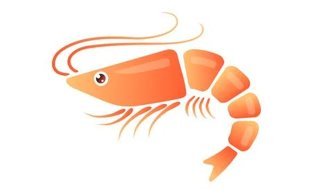 Vector illustration of shrimp in flat style. Stock Illustration