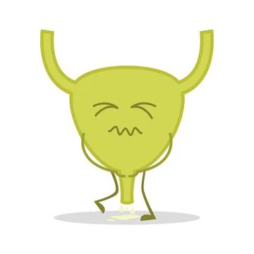 Vector illustration of a sick and sad bladder in cartoon style. Stock Illustration