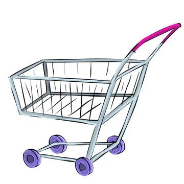 Vector illustration of side view empty supermarket shopping cart isolated on  Stock Illustration