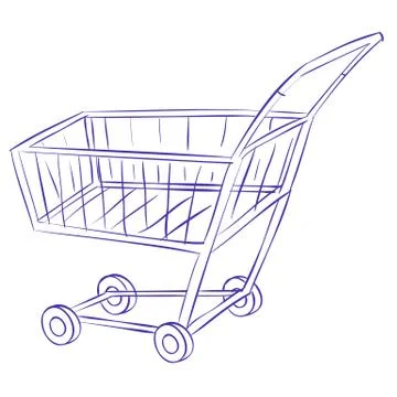 Vector illustration of side view empty supermarket shopping cart isolated on  Stock Illustration
