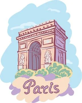 Vector illustration with the sights of Paris. Arc de triomphe Stock Illustration