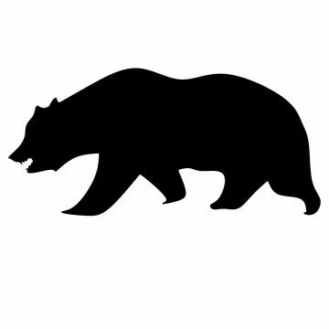 Vector Illustration of a Silhouette of a Big Powerful Grizzly Bear, Sun Bear Ico Stock Illustration