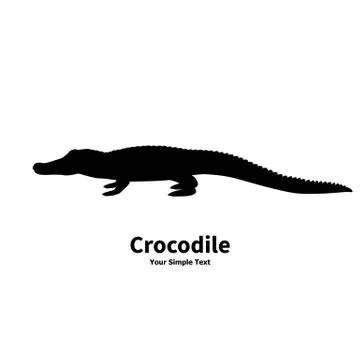 Vector illustration silhouette of crocodile Stock Illustration