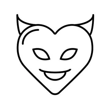 Vector illustration. Silhouette of devil heart with horns. Valentine's Day Stock Illustration