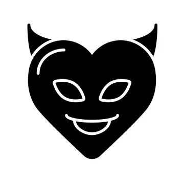 Vector illustration. Silhouette of devil heart with horns. Valentine's Day Stock Illustration