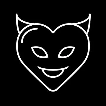 Vector illustration. Silhouette of devil heart with horns. Valentine's Day Stock Illustration